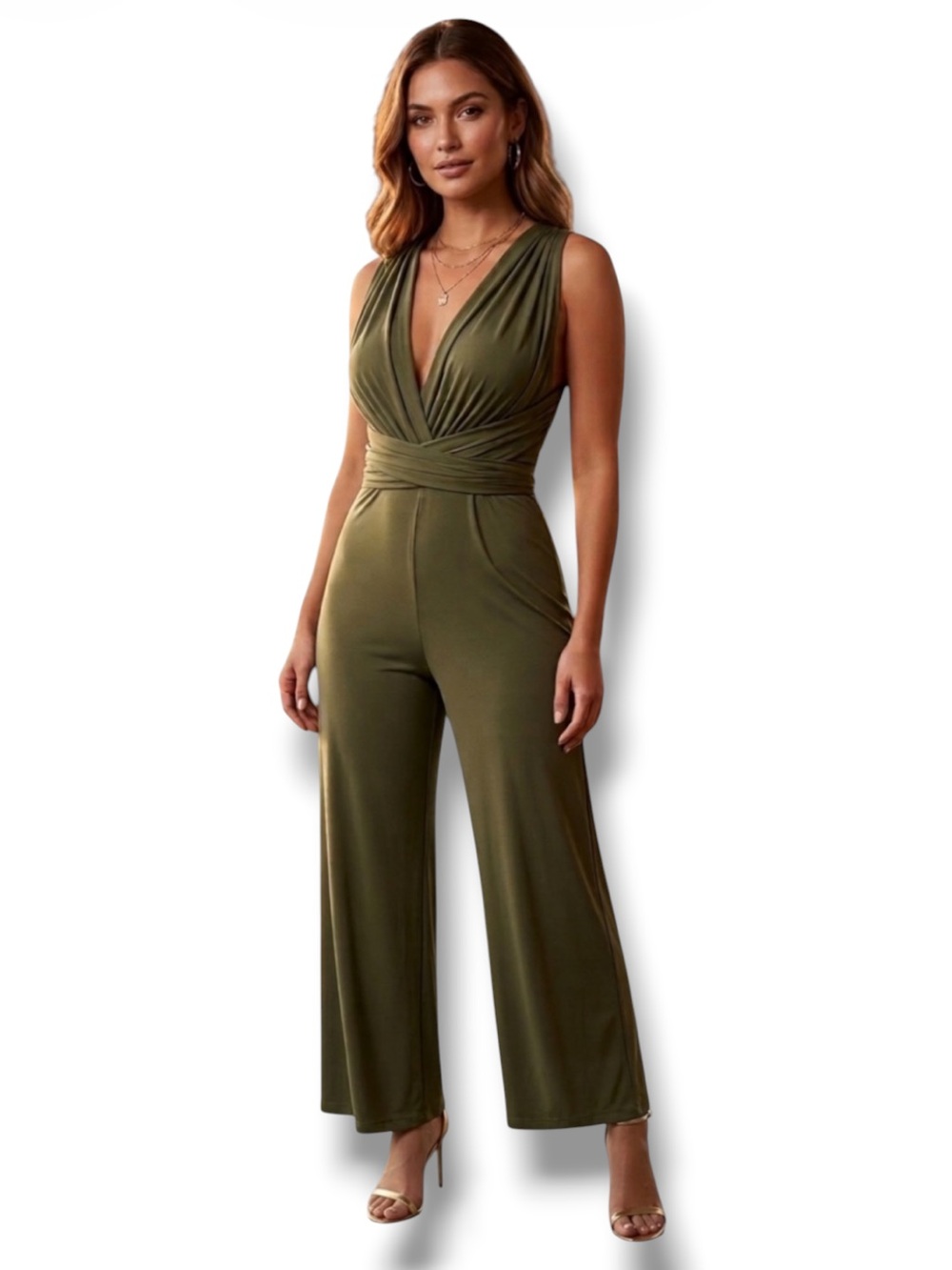 NWOT Boho Olive Green Multi-Way Convertible Jumpsuit XL